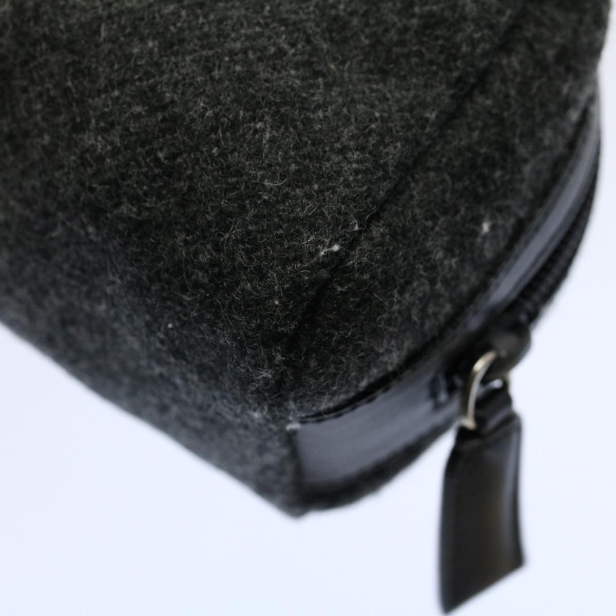 PRADA Pouch Wool Gray Auth yk8995