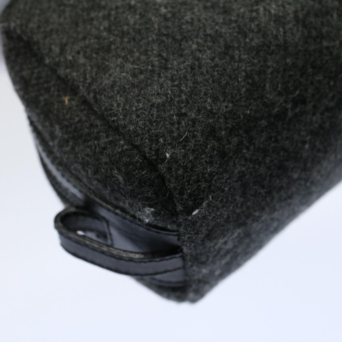 PRADA Pouch Wool Gray Auth yk8995