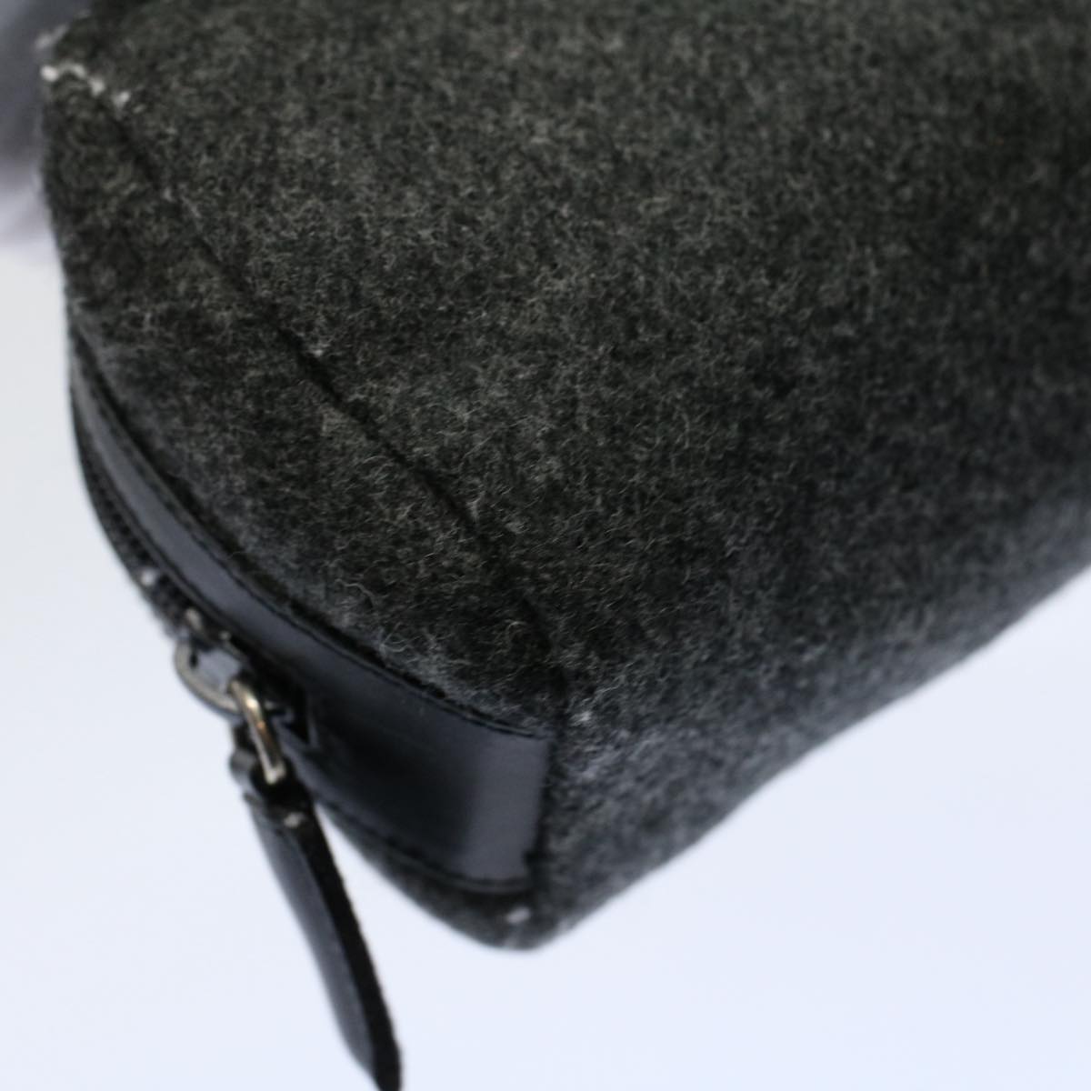 PRADA Pouch Wool Gray Auth yk8995