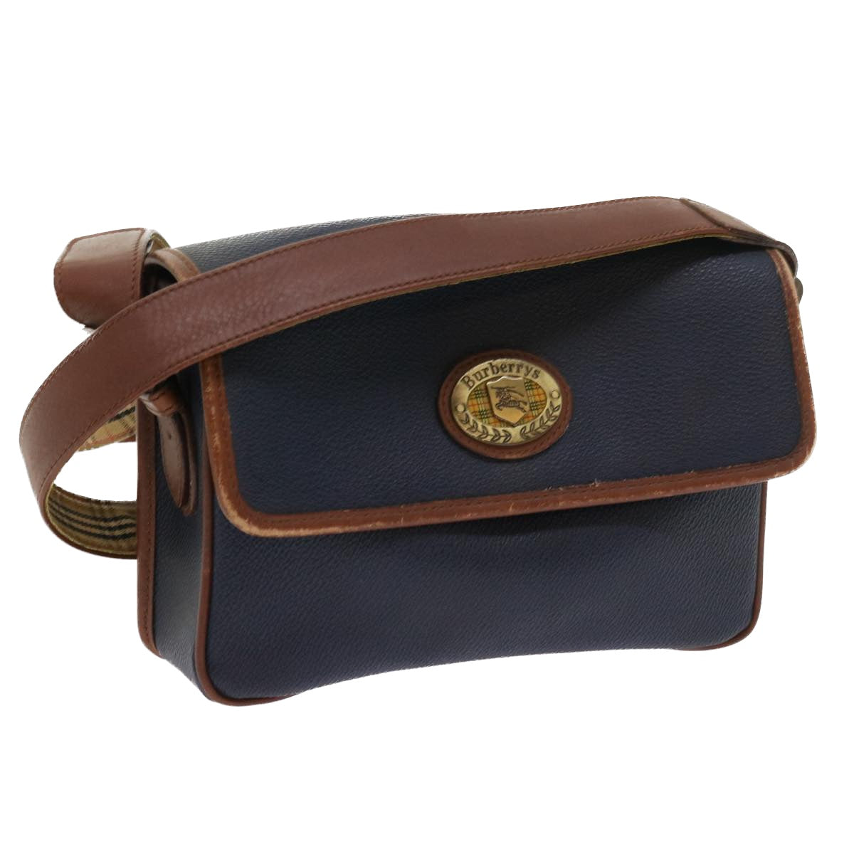 Burberrys Shoulder Bag Leather Navy Auth yk9080