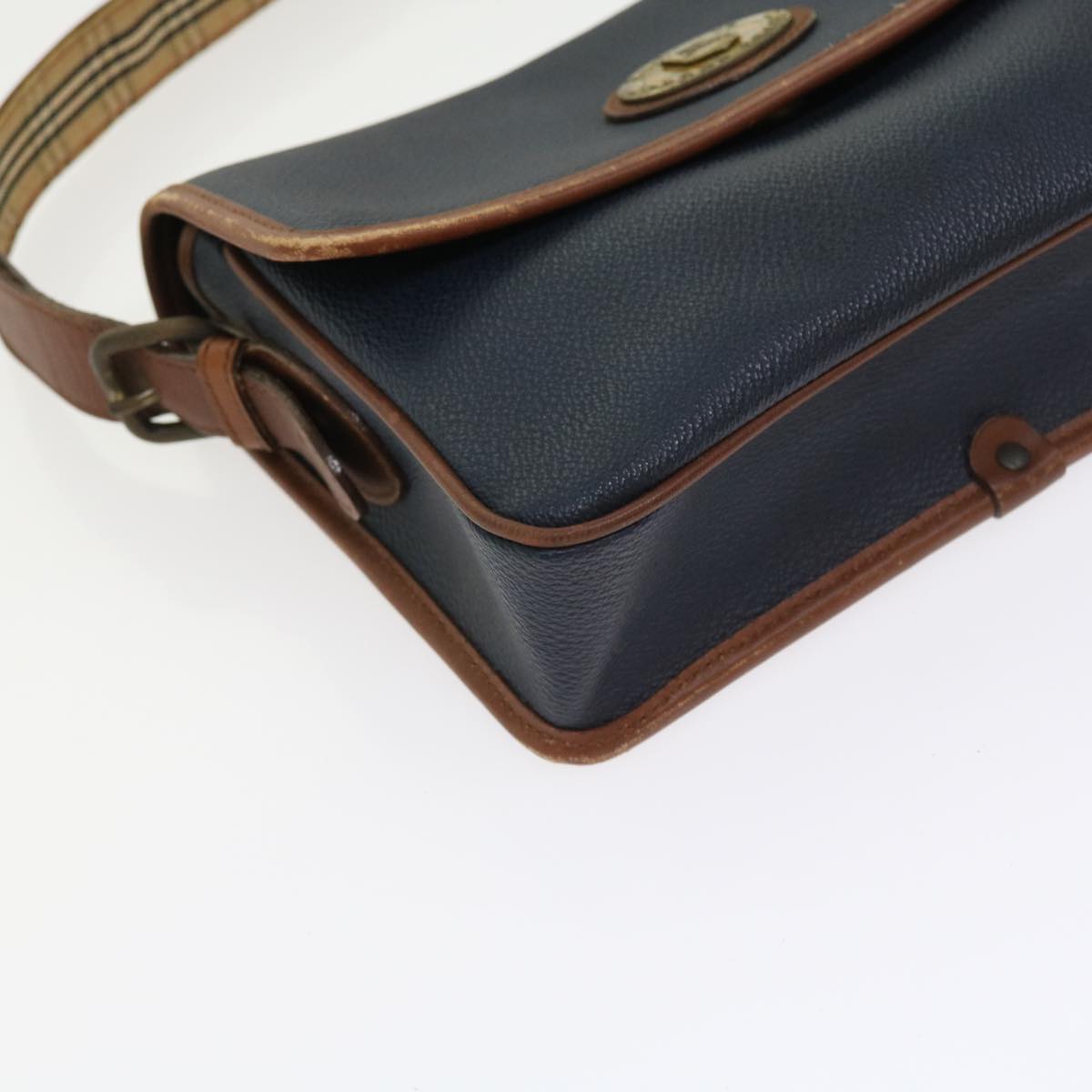 Burberrys Shoulder Bag Leather Navy Auth yk9080