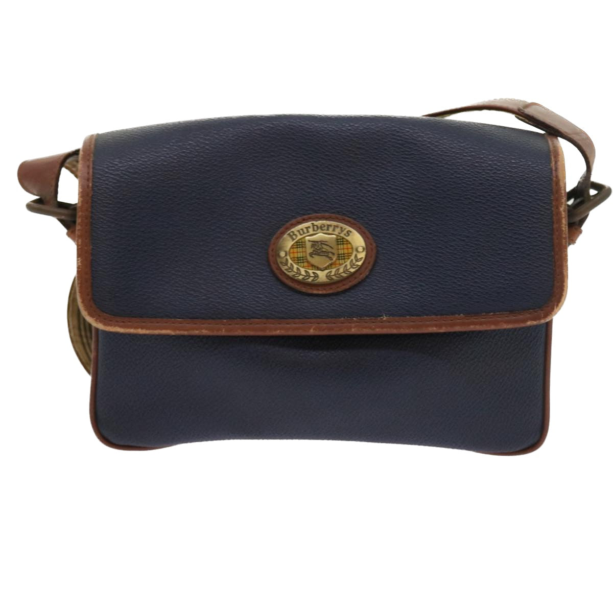 Burberrys Shoulder Bag Leather Navy Auth yk9080