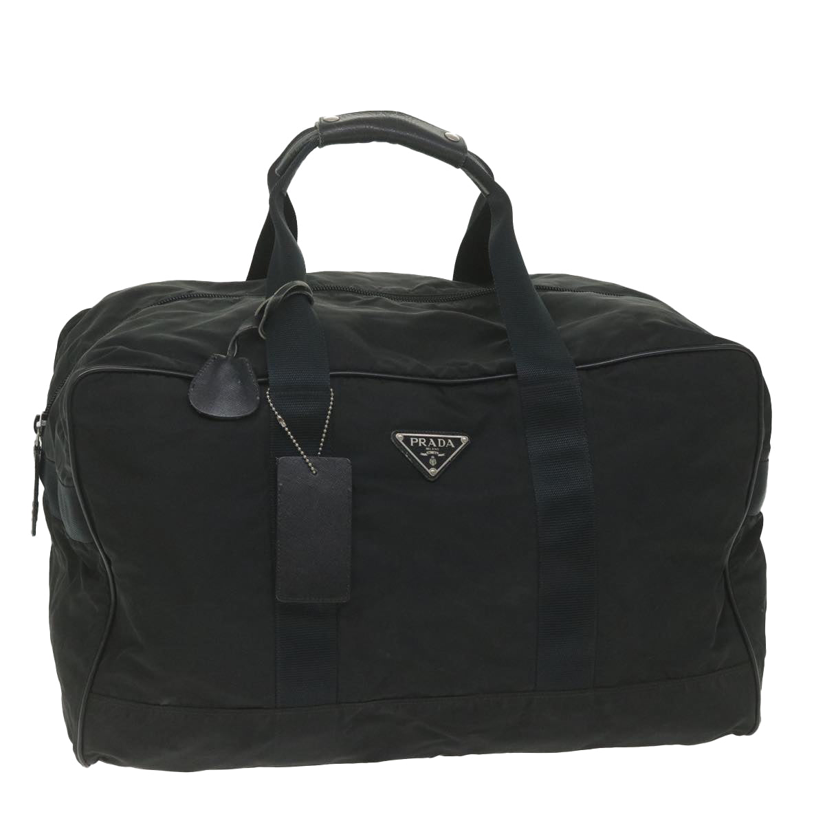 PRADA Boston Bag Nylon Black Auth yk9091