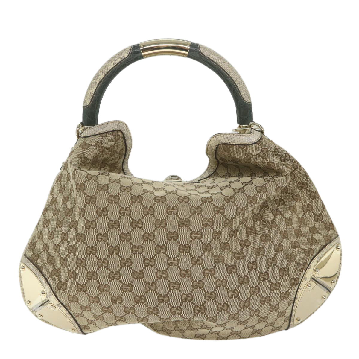 GUCCI GG Canvas Bamboo Indy Shoulder Bag 2way Beige 177088 Auth yk9244