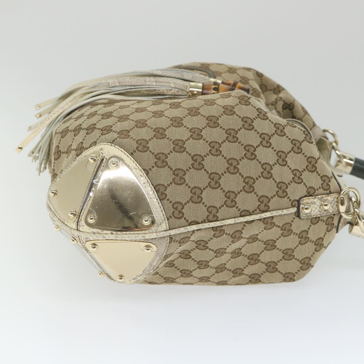 GUCCI GG Canvas Bamboo Indy Shoulder Bag 2way Beige 177088 Auth yk9244