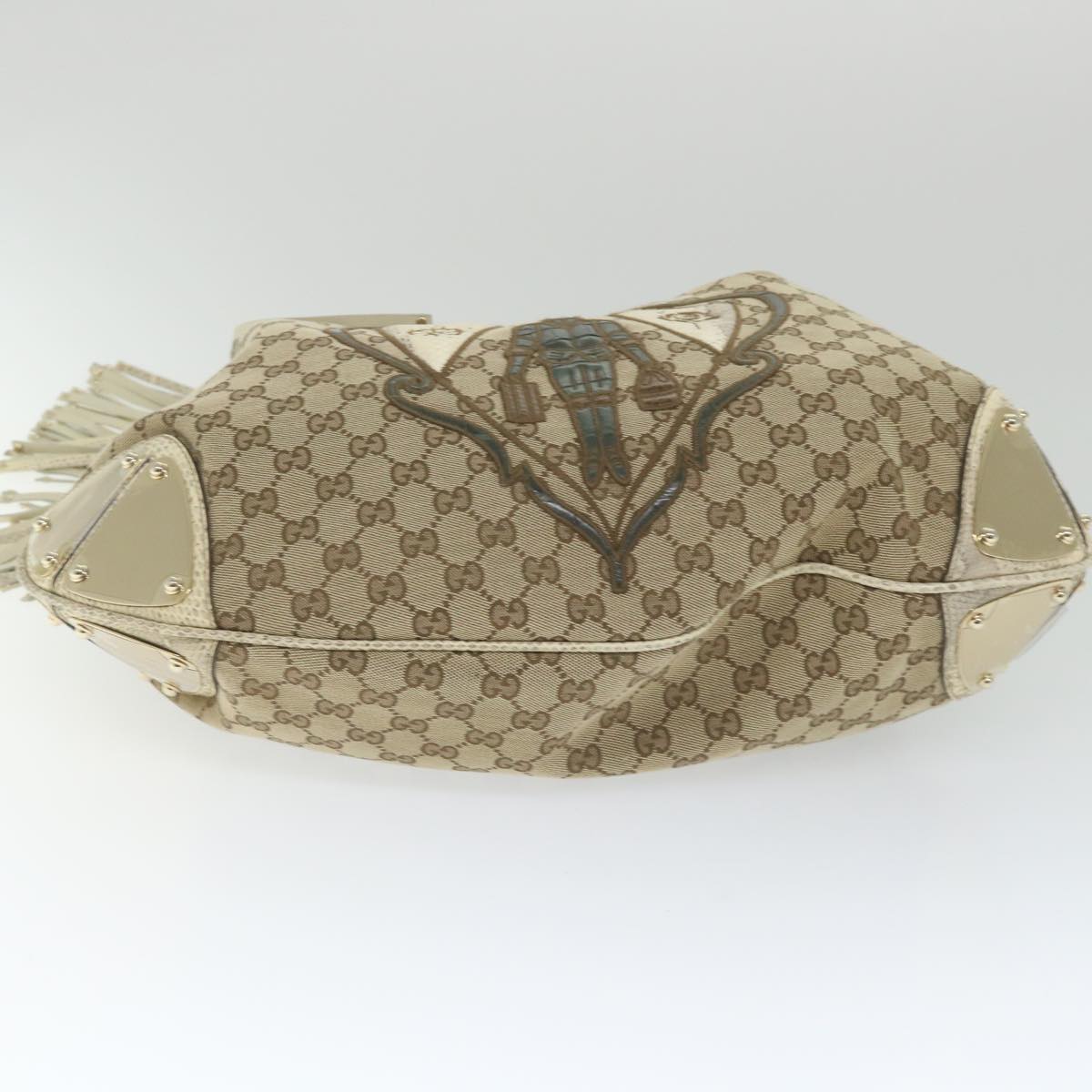 GUCCI GG Canvas Bamboo Indy Shoulder Bag 2way Beige 177088 Auth yk9244