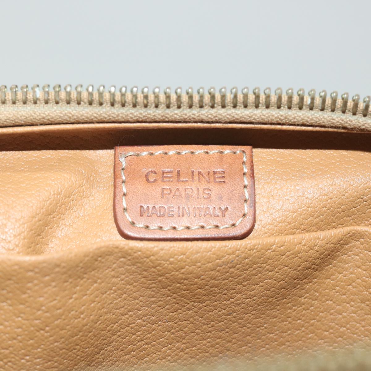 CELINE Macadam Canvas Pouch PVC Leather Brown Auth yk9282