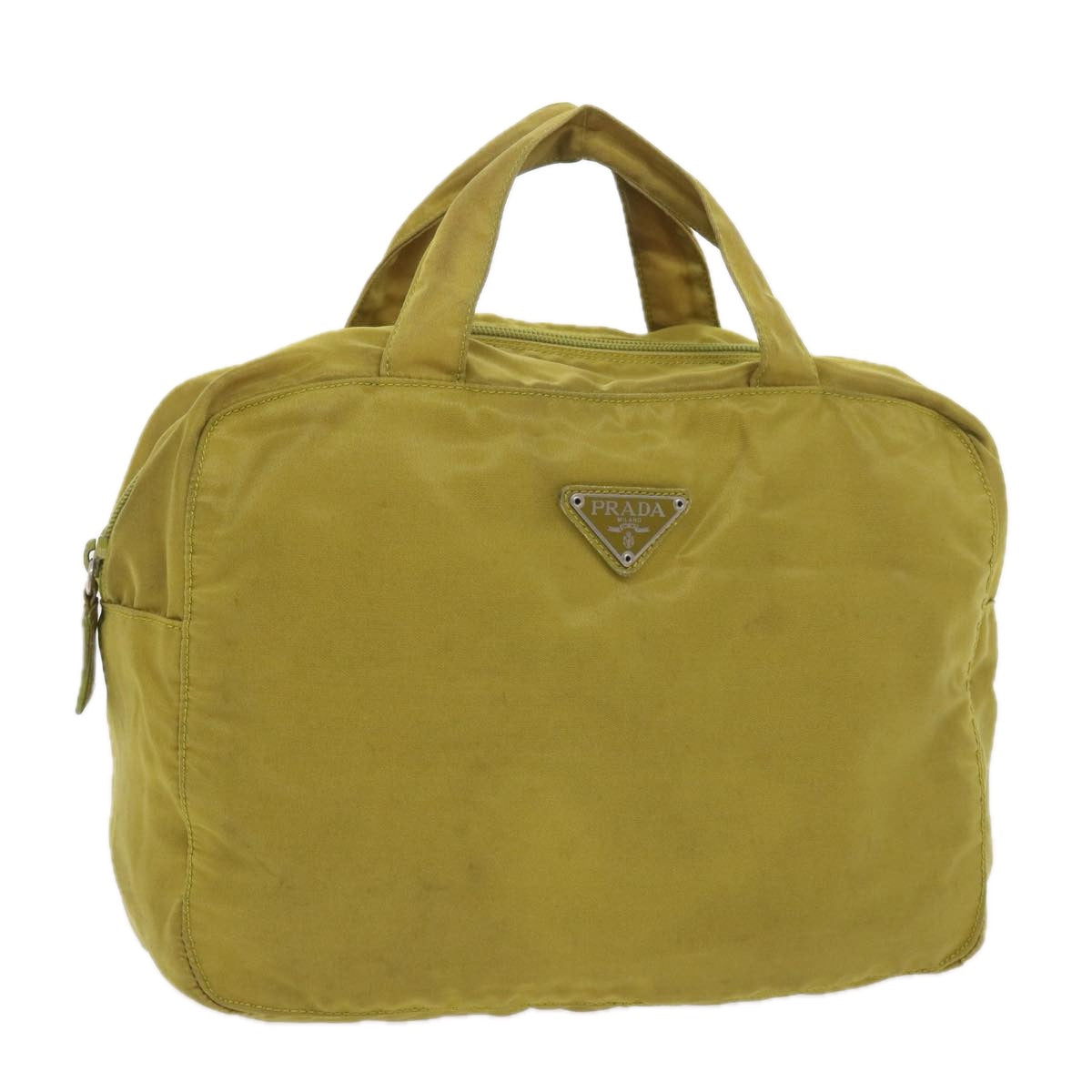 PRADA Hand Bag Nylon Yellow Auth yk9284