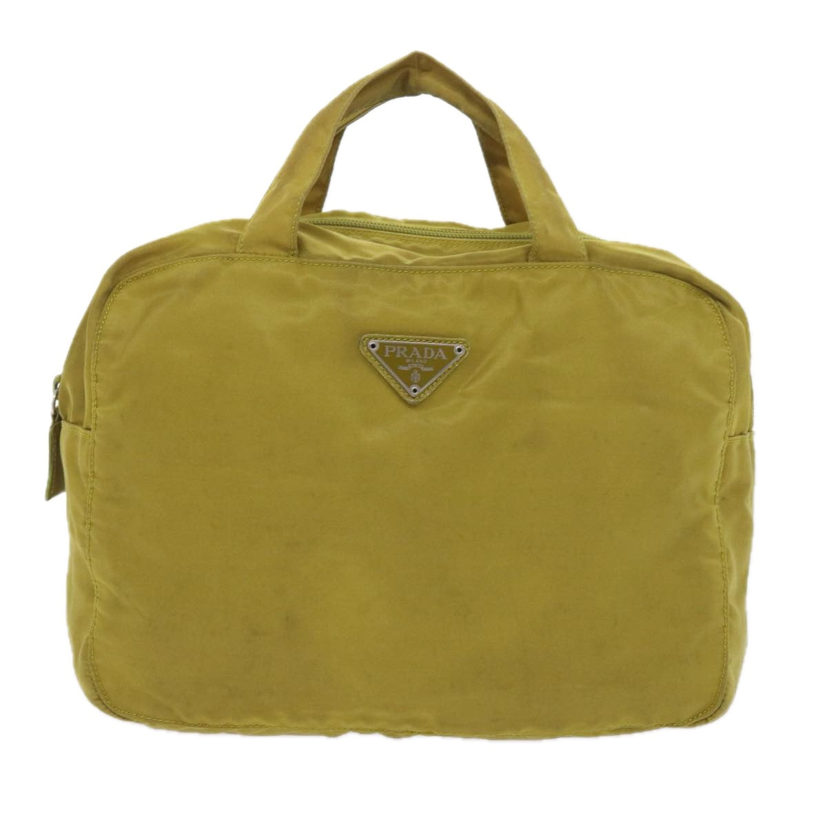 PRADA Hand Bag Nylon Yellow Auth yk9284