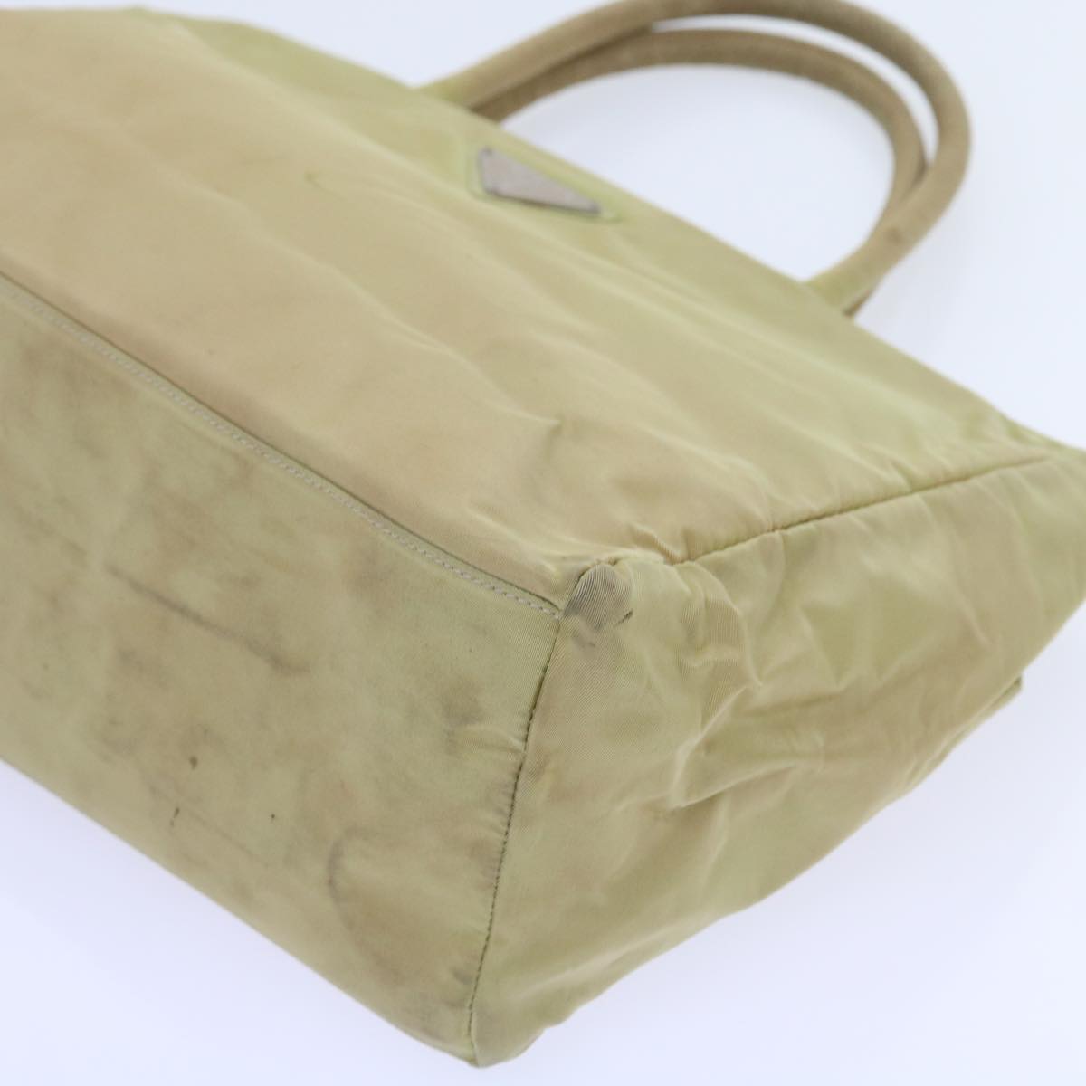 PRADA Hand Bag Nylon Beige Auth yk9308