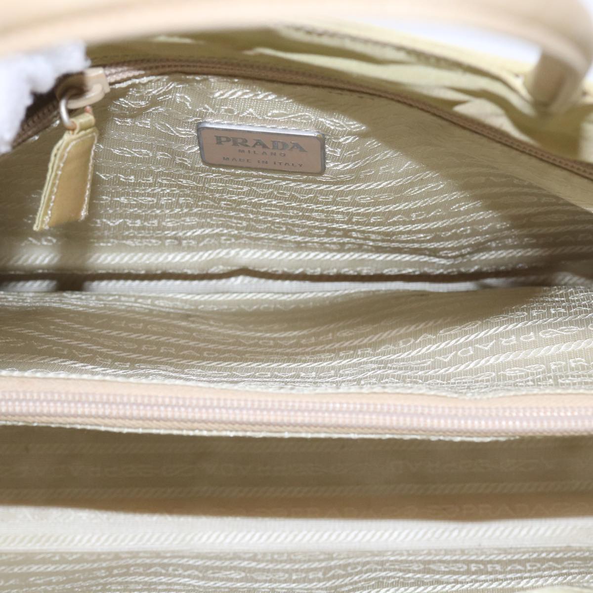 PRADA Hand Bag Nylon Beige Auth yk9308