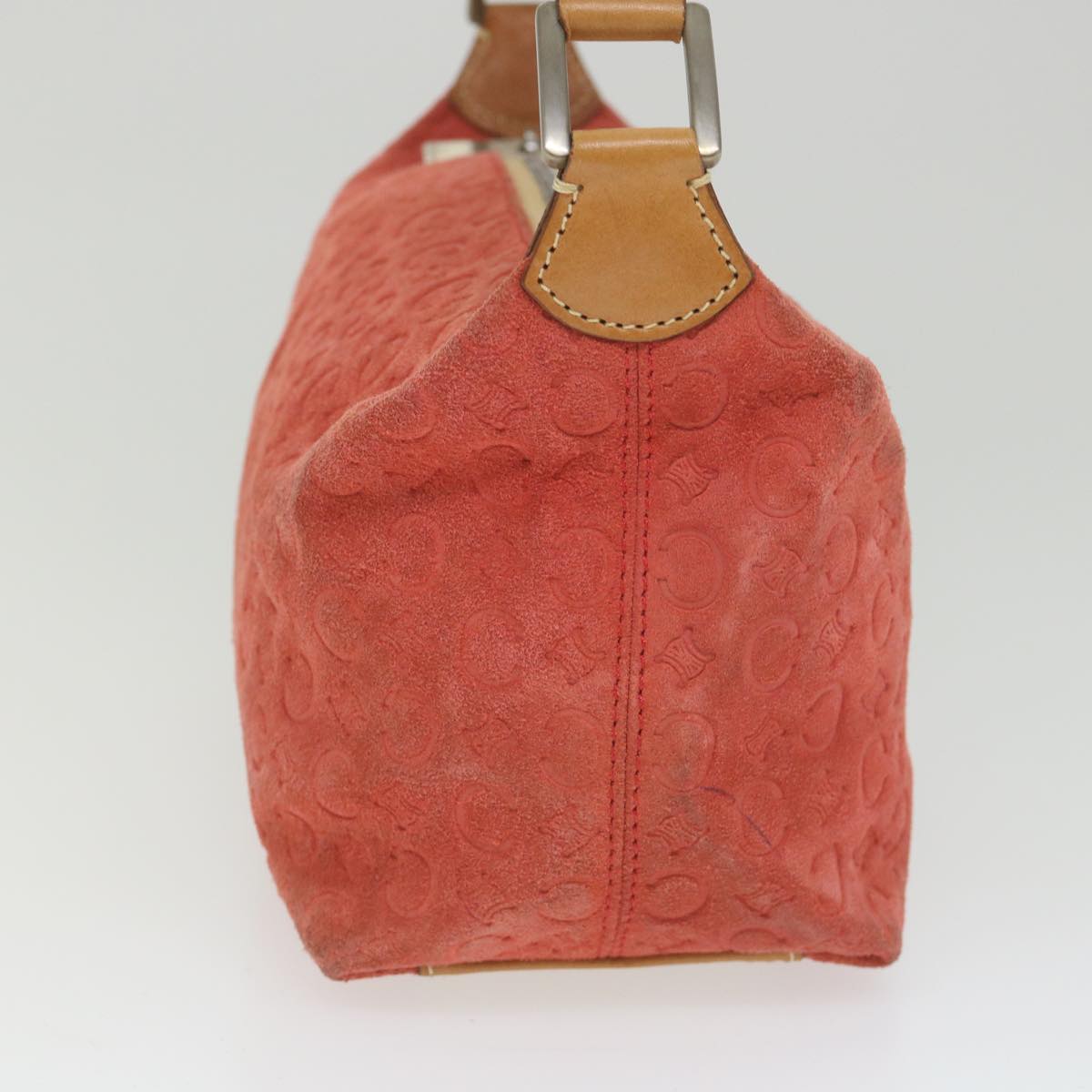 CELINE C Macadam Canvas Shoulder Bag Red Auth yk9316