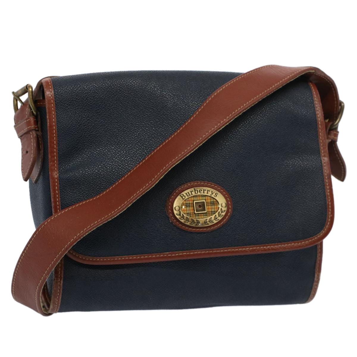 Burberrys Shoulder Bag Leather Navy Auth yk9319