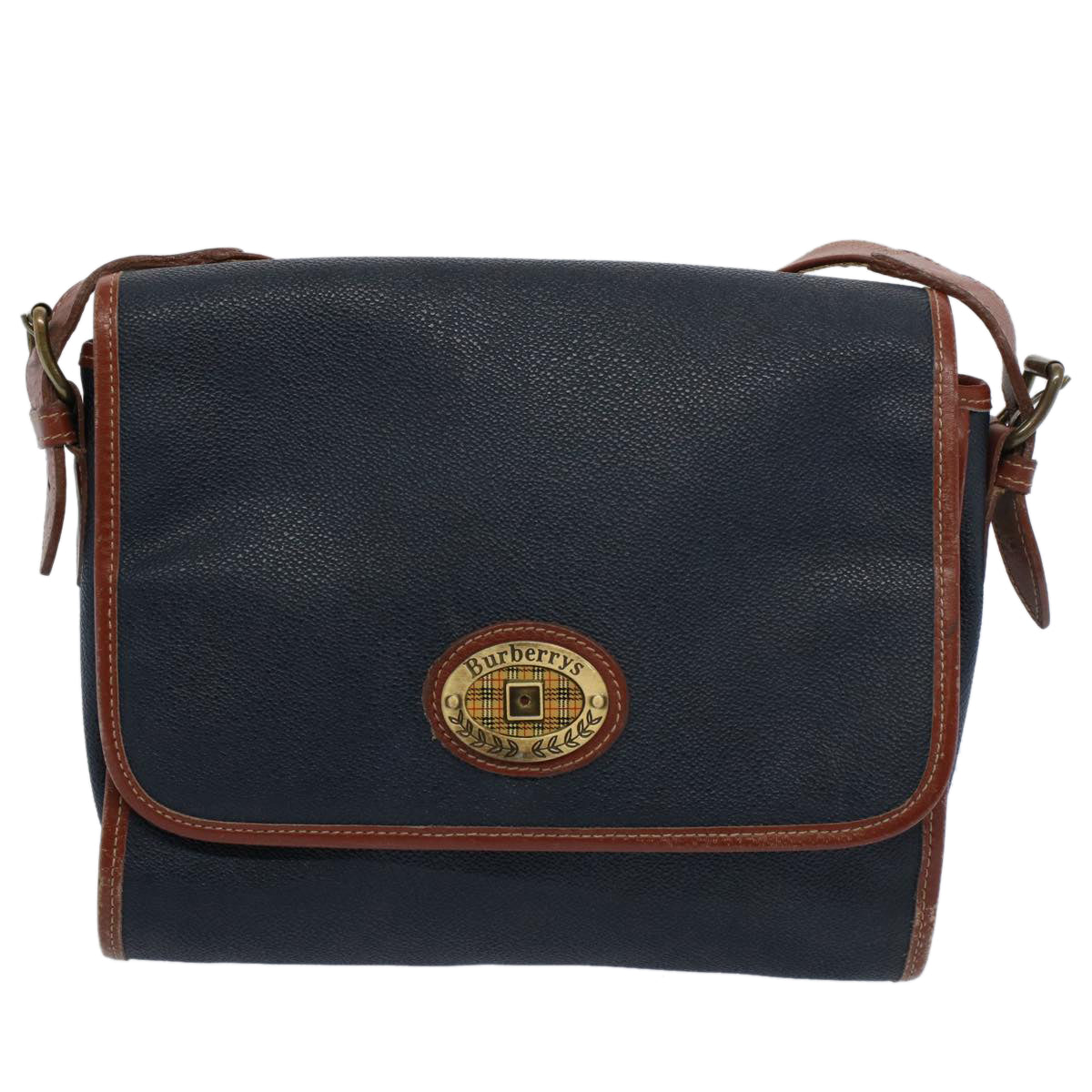 Burberrys Shoulder Bag Leather Navy Auth yk9319