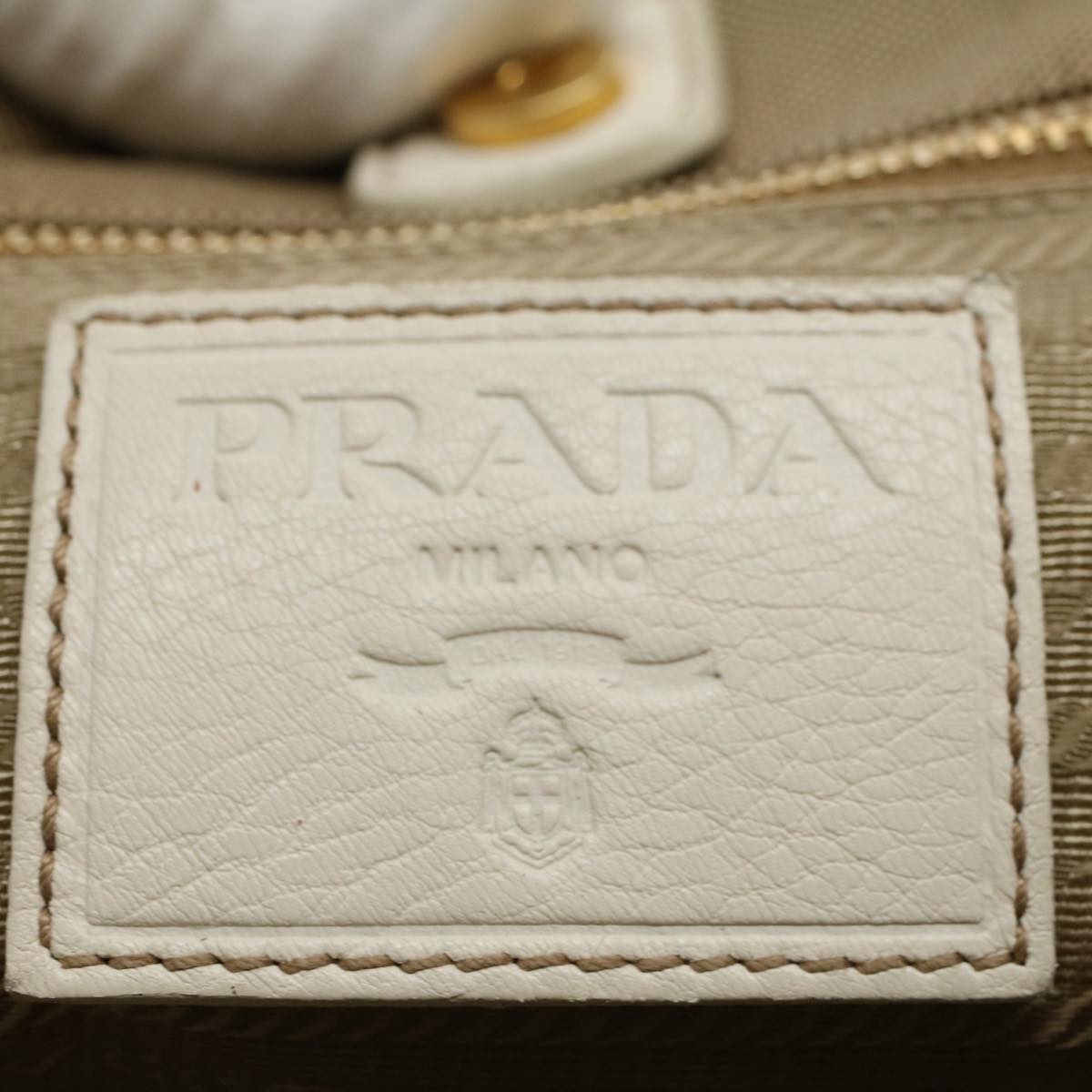 PRADA Hand Bag Canvas Beige Auth yk9362