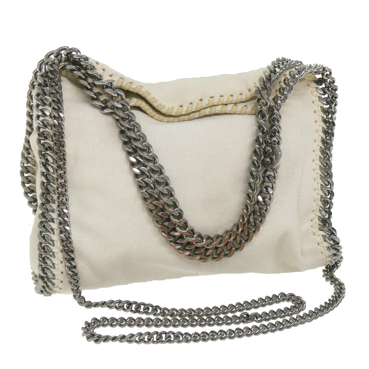 Stella MacCartney Falabella Shaggy deer Tote Bag Suede 2way White Auth yk9391