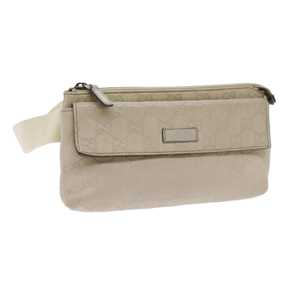 GUCCI GG Canvas Guccissima Waist bag White 162916 Auth yk9416