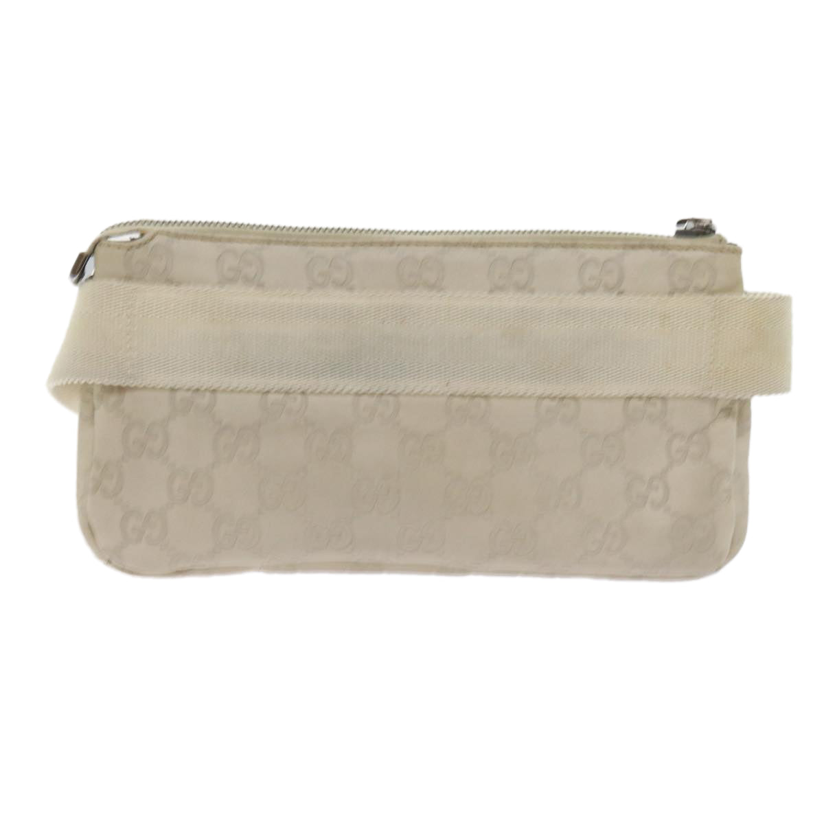 GUCCI GG Canvas Guccissima Waist bag White 162916 Auth yk9416