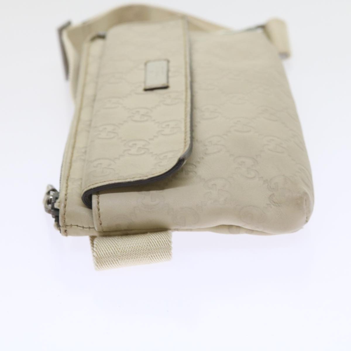 GUCCI GG Canvas Guccissima Waist bag White 162916 Auth yk9416