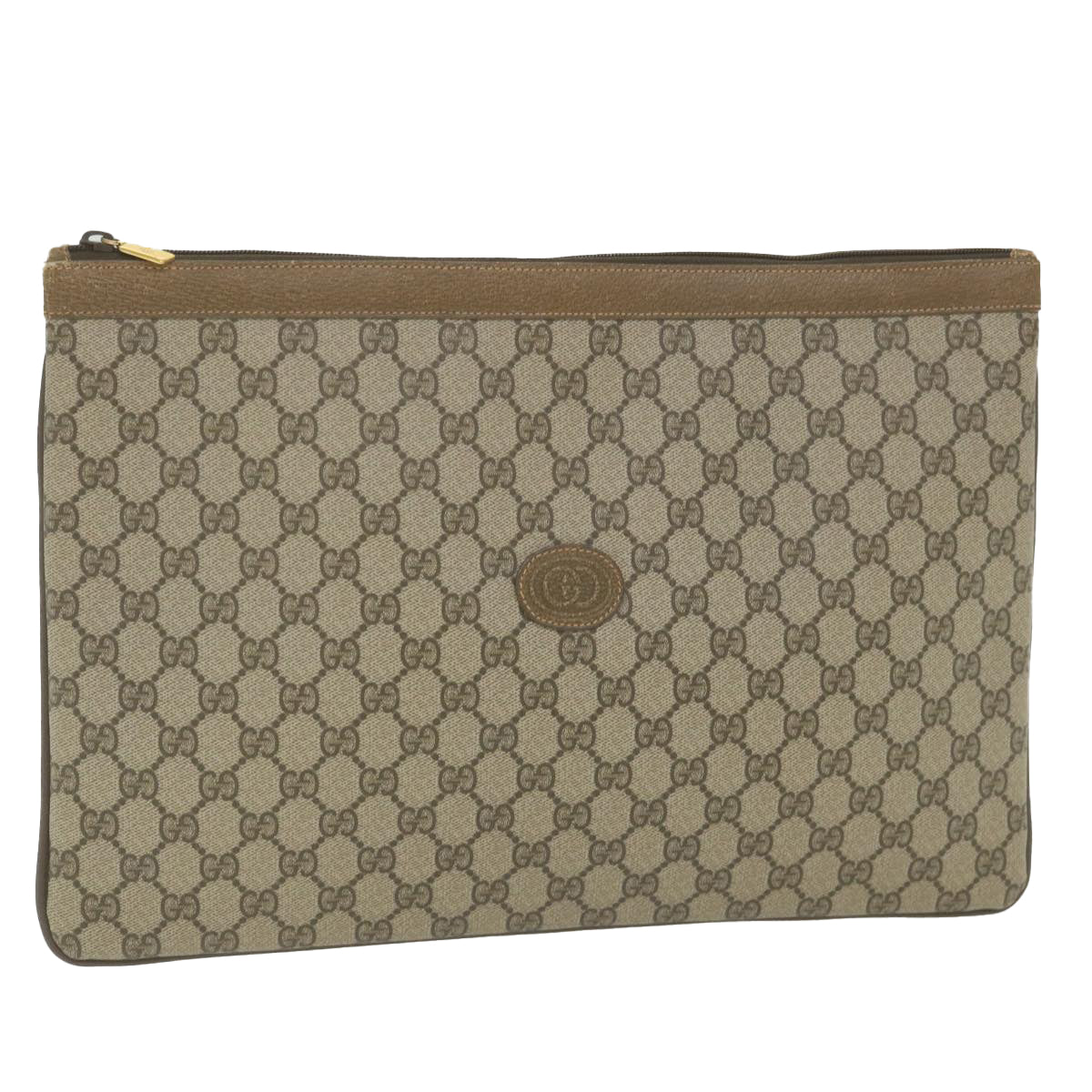 GUCCI GG Supreme Documents Case Clutch Bag Beige 017 098 0025 Auth yk9467