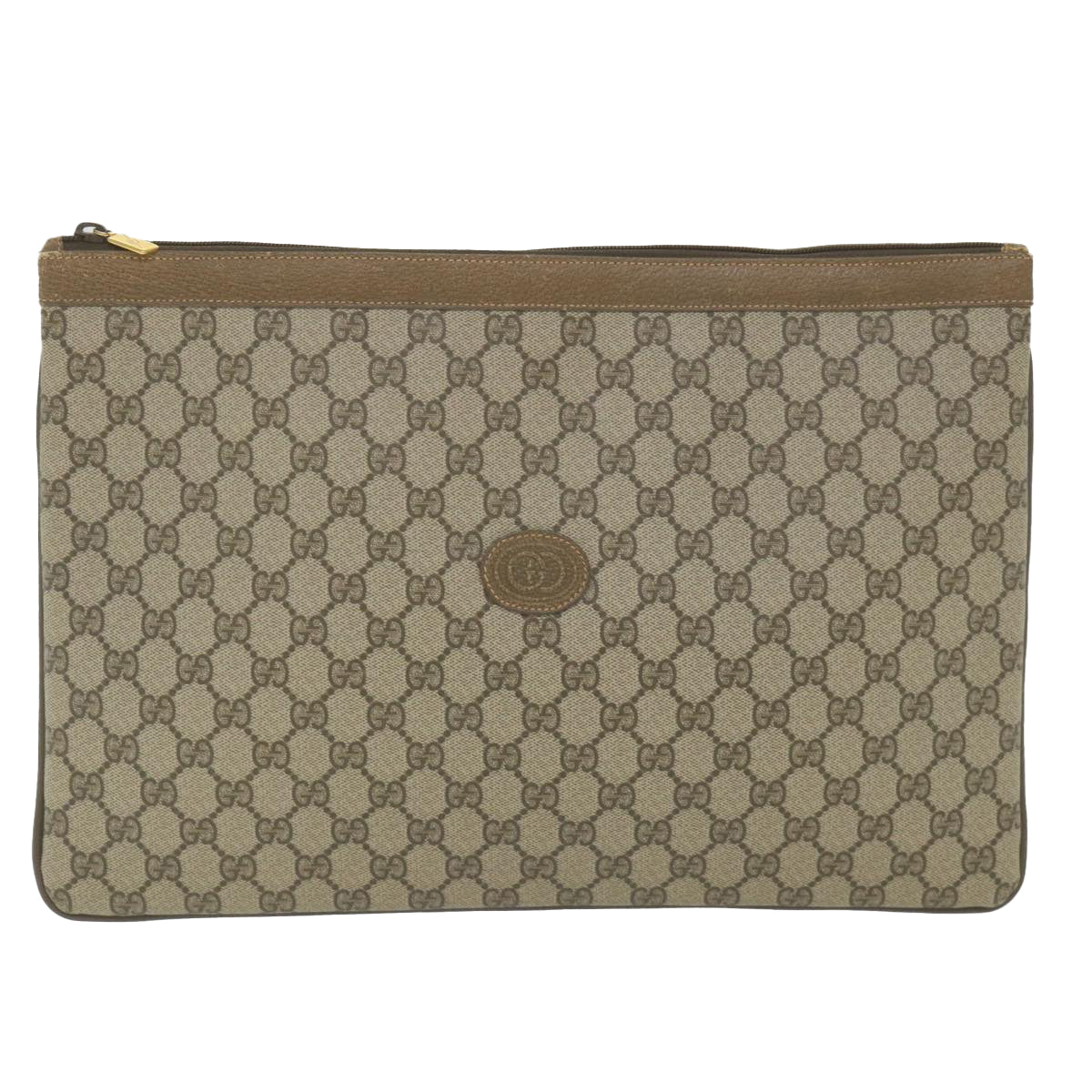 GUCCI GG Supreme Documents Case Clutch Bag Beige 017 098 0025 Auth yk9467