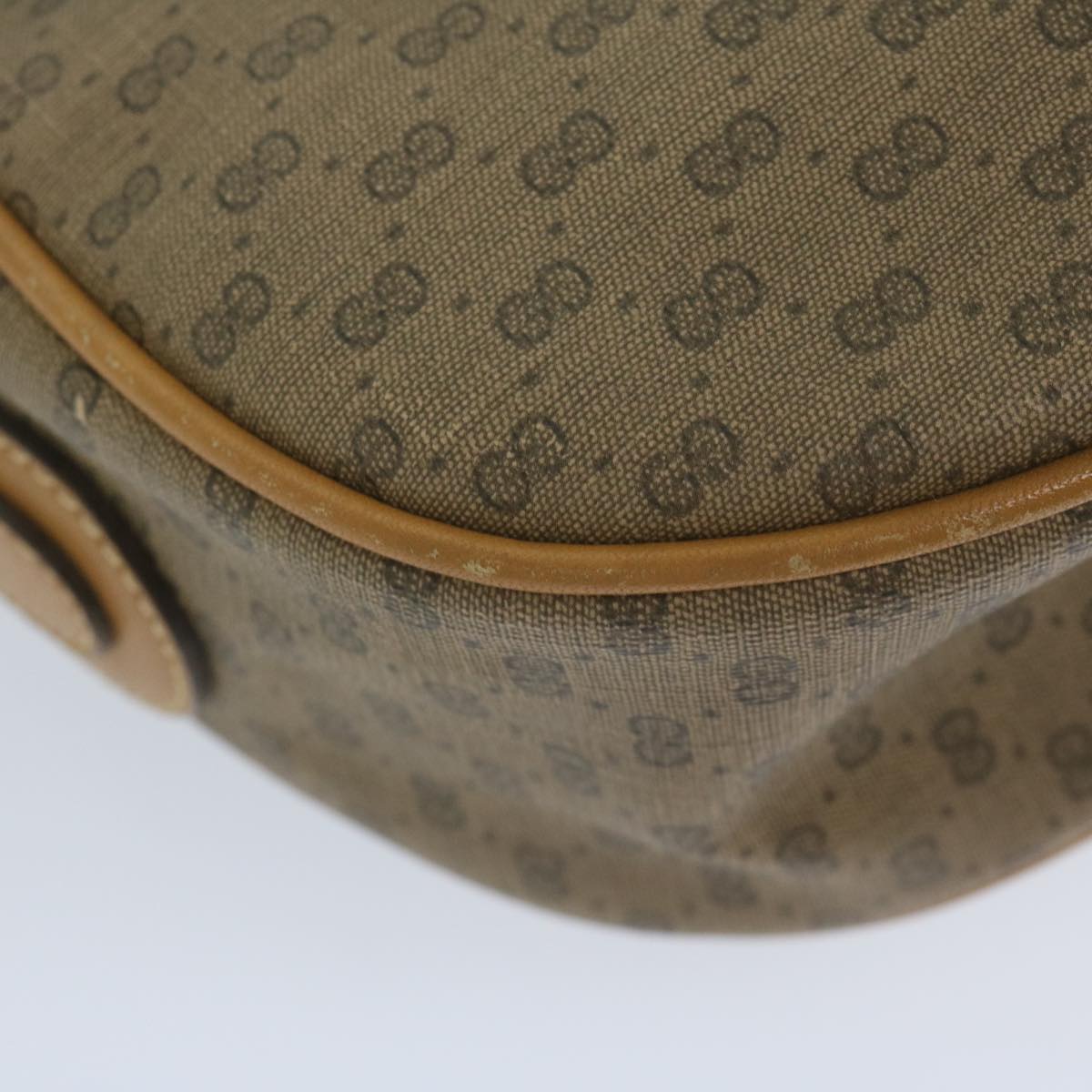 GUCCI Micro GG Canvas Web Sherry Line Shoulder Bag PVC Beige Green Auth yk9514