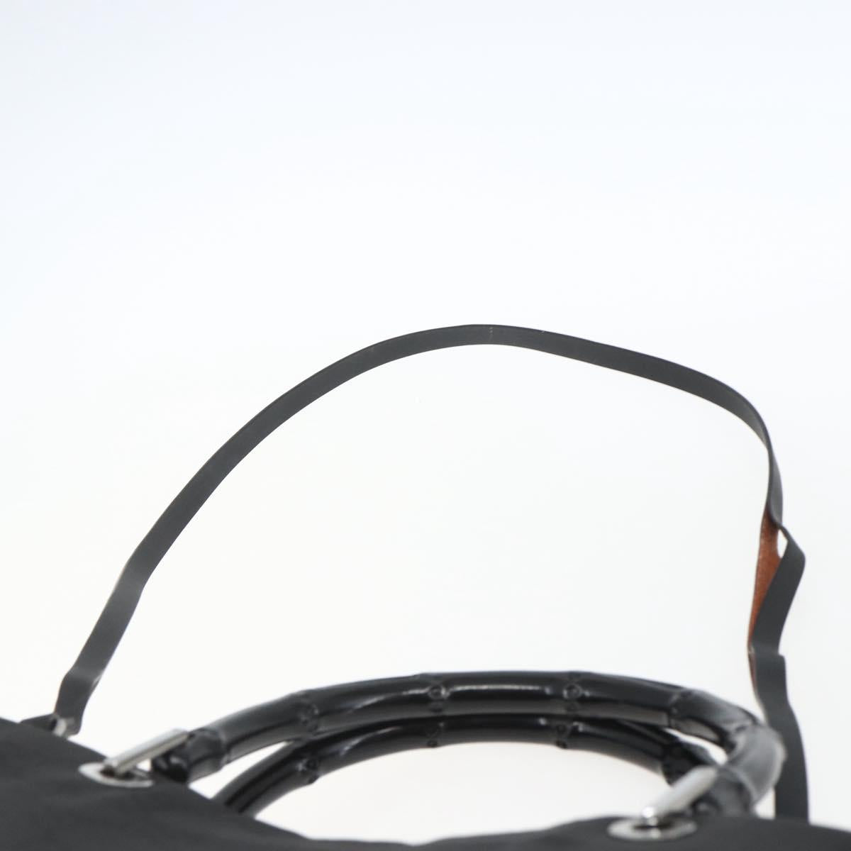 GUCCI GG Canvas Bamboo Hand Bag Black 002 1016 Auth yk9603