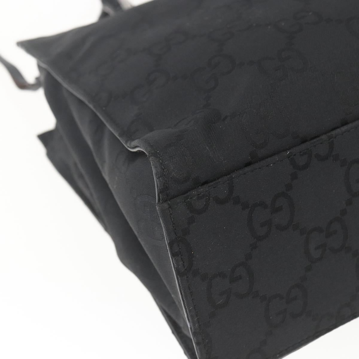 GUCCI GG Canvas Bamboo Hand Bag Black 002 1016 Auth yk9603