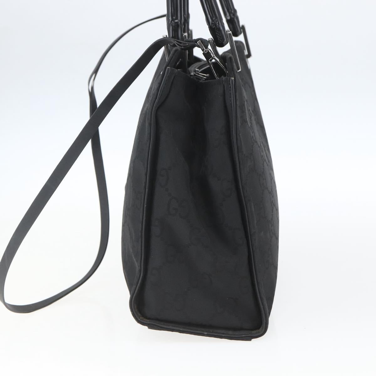GUCCI GG Canvas Bamboo Hand Bag Black 002 1016 Auth yk9603