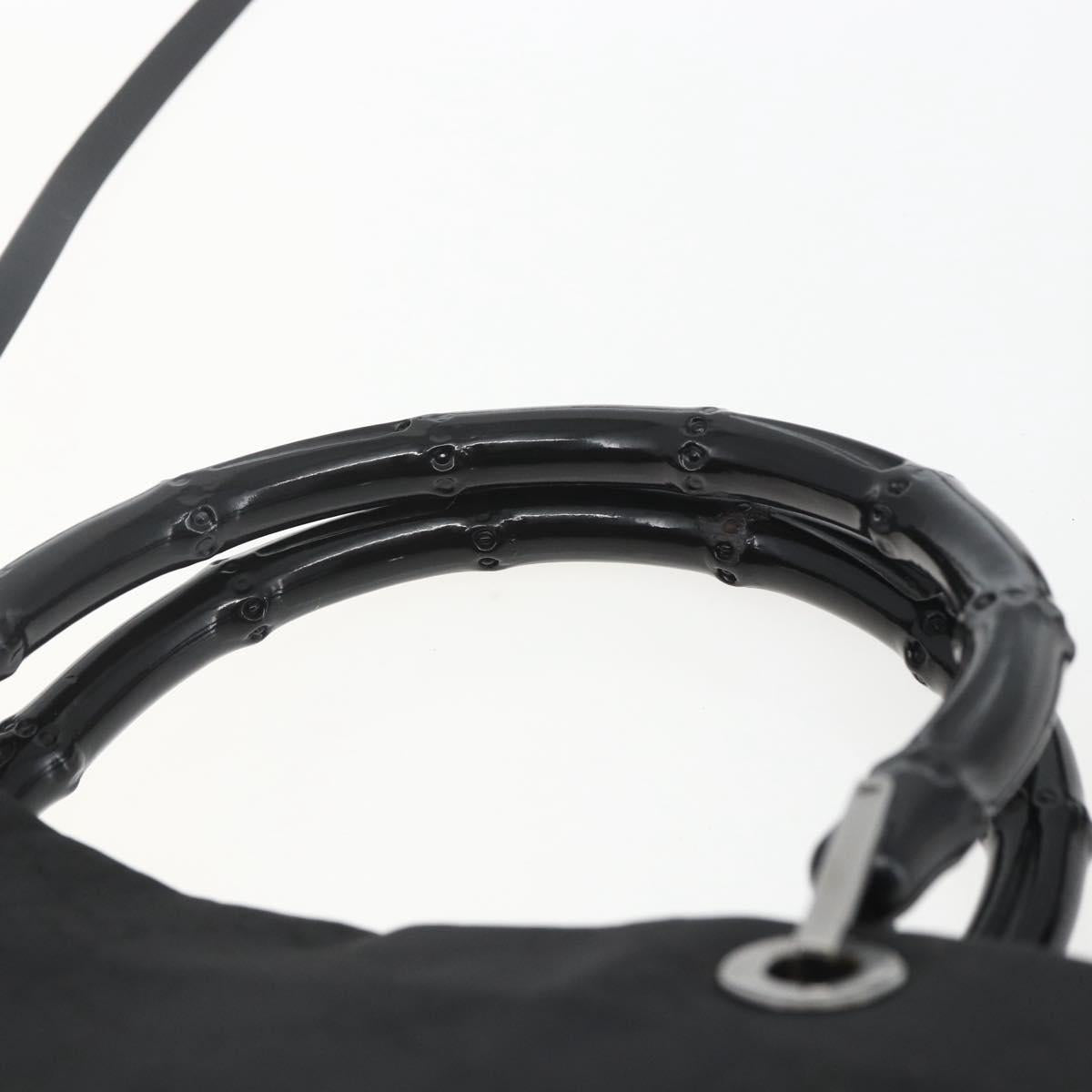 GUCCI GG Canvas Bamboo Hand Bag Black 002 1016 Auth yk9603