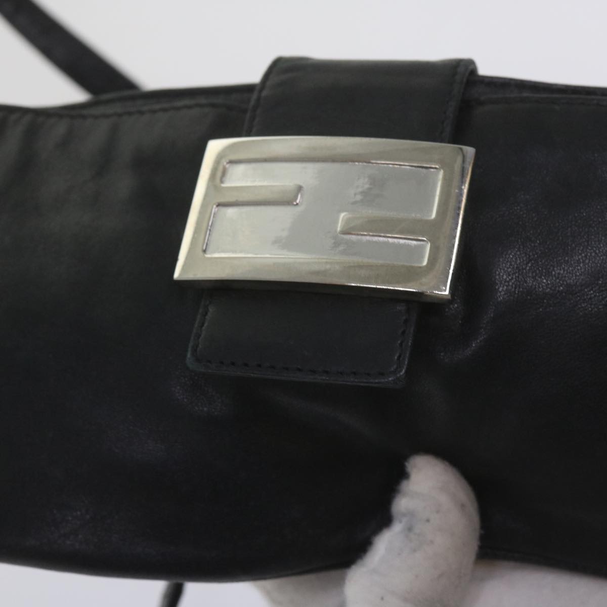 FENDI Shoulder Bag Leather Black 2354 26685 008 Auth yk9728