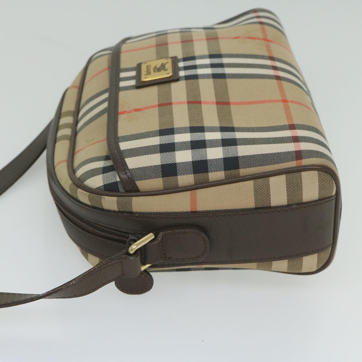 Burberrys Nova Check Shoulder Bag Nylon Canvas Beige Auth yk9756