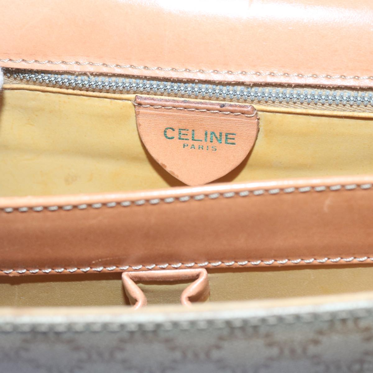CELINE Macadam Canvas Shoulder Bag PVC Beige Brown Auth yk9762