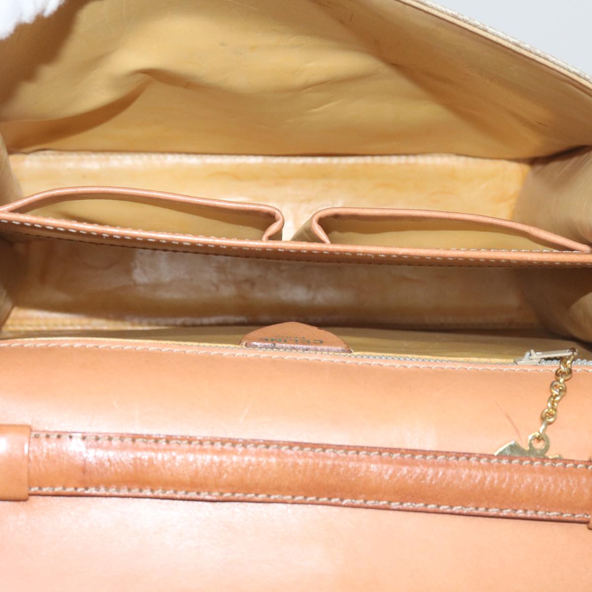 CELINE Macadam Canvas Shoulder Bag PVC Beige Brown Auth yk9762