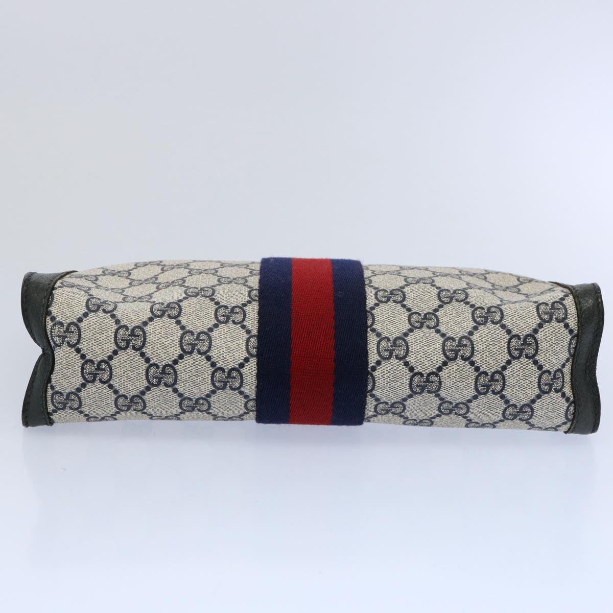 GUCCI GG Supreme Sherry Line Clutch Bag Navy Red 89 01 002 Auth yk9831