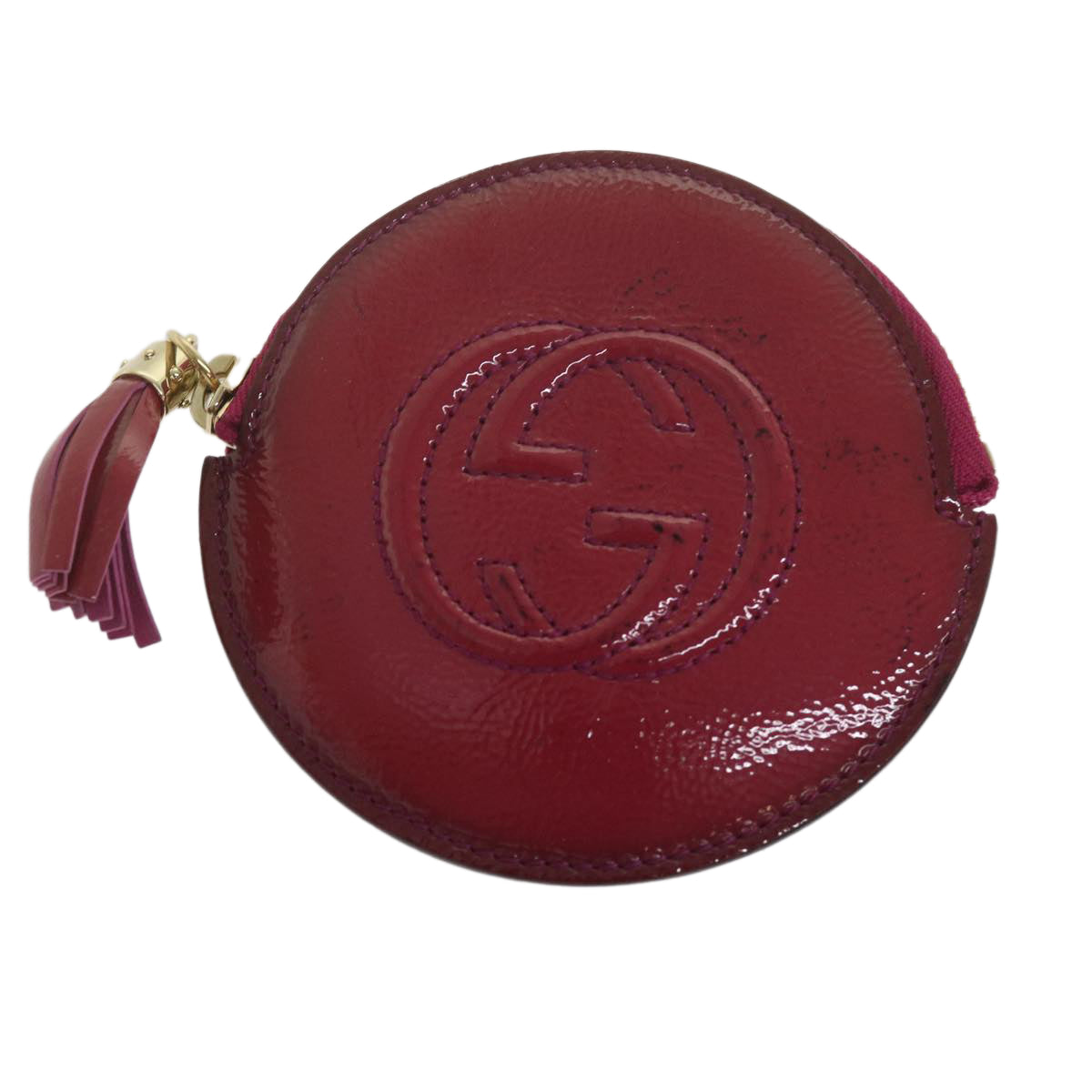 GUCCI Soho Coin Purse Patent leather Red 337946 Auth yk9952