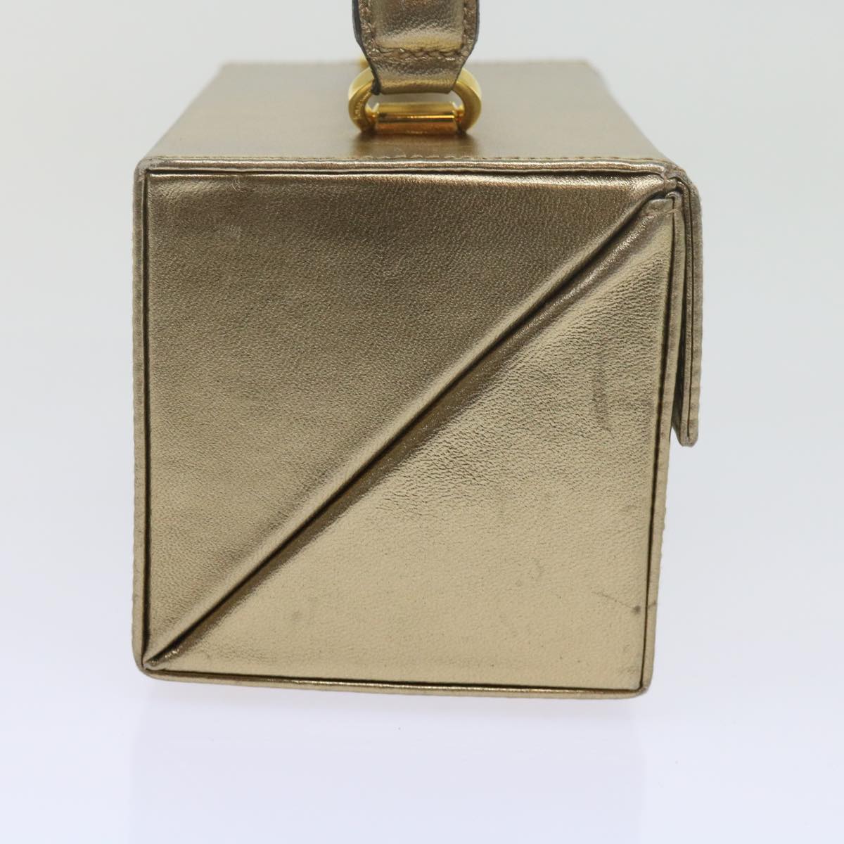 Salvatore Ferragamo Gancini Hand Bag Leather Gold Tone Auth yk9994