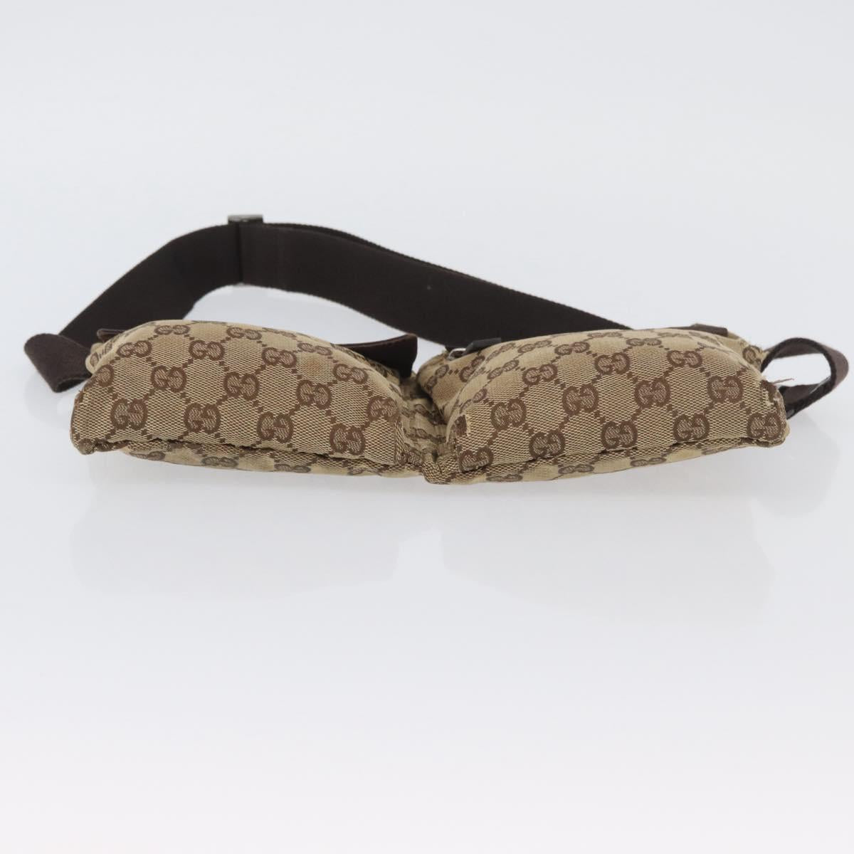 GUCCI GG Canvas Waist bag Beige Silver 28566 Auth YKZ003