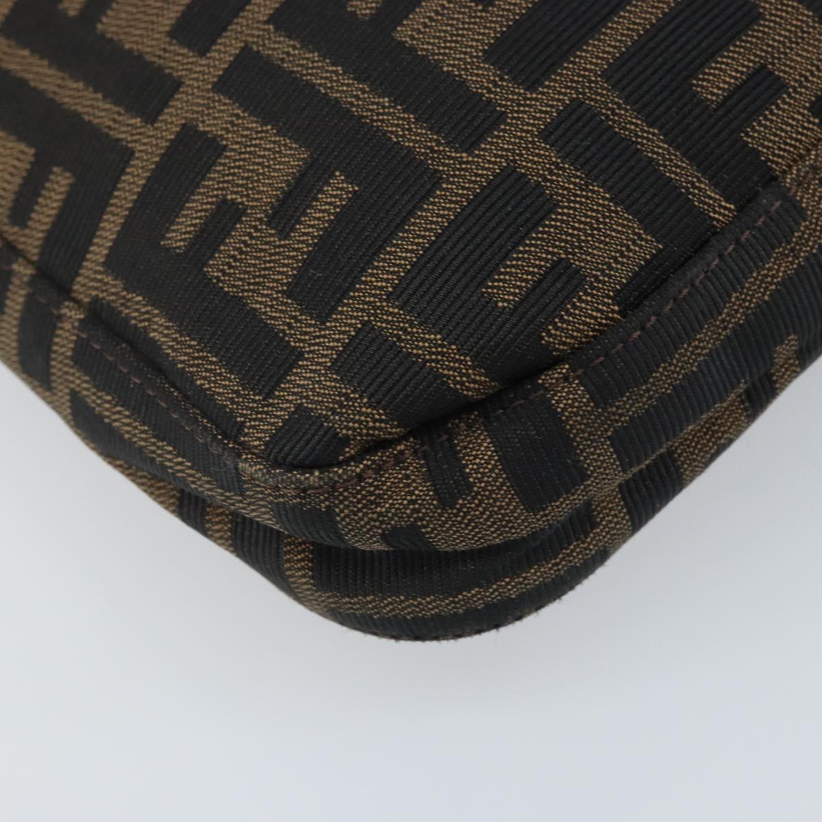 FENDI Zucca Canvas Mamma Baguette Shoulder Bag Black Brown Auth YKZ028A