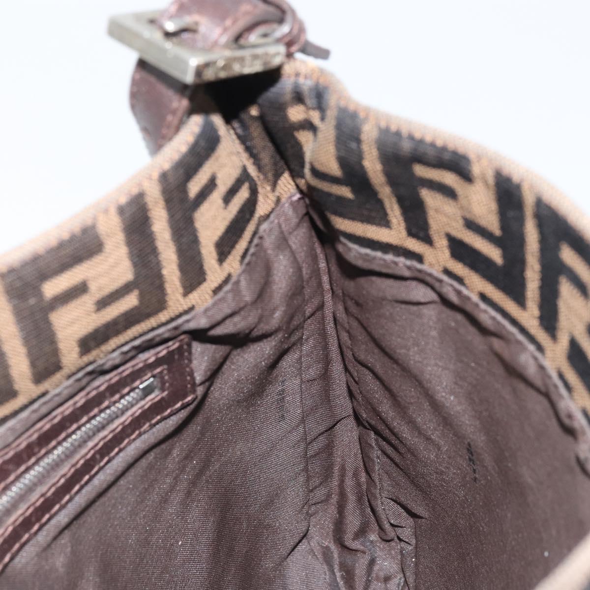 FENDI Zucca Canvas Mamma Baguette Shoulder Bag Black Brown Auth YKZ028A