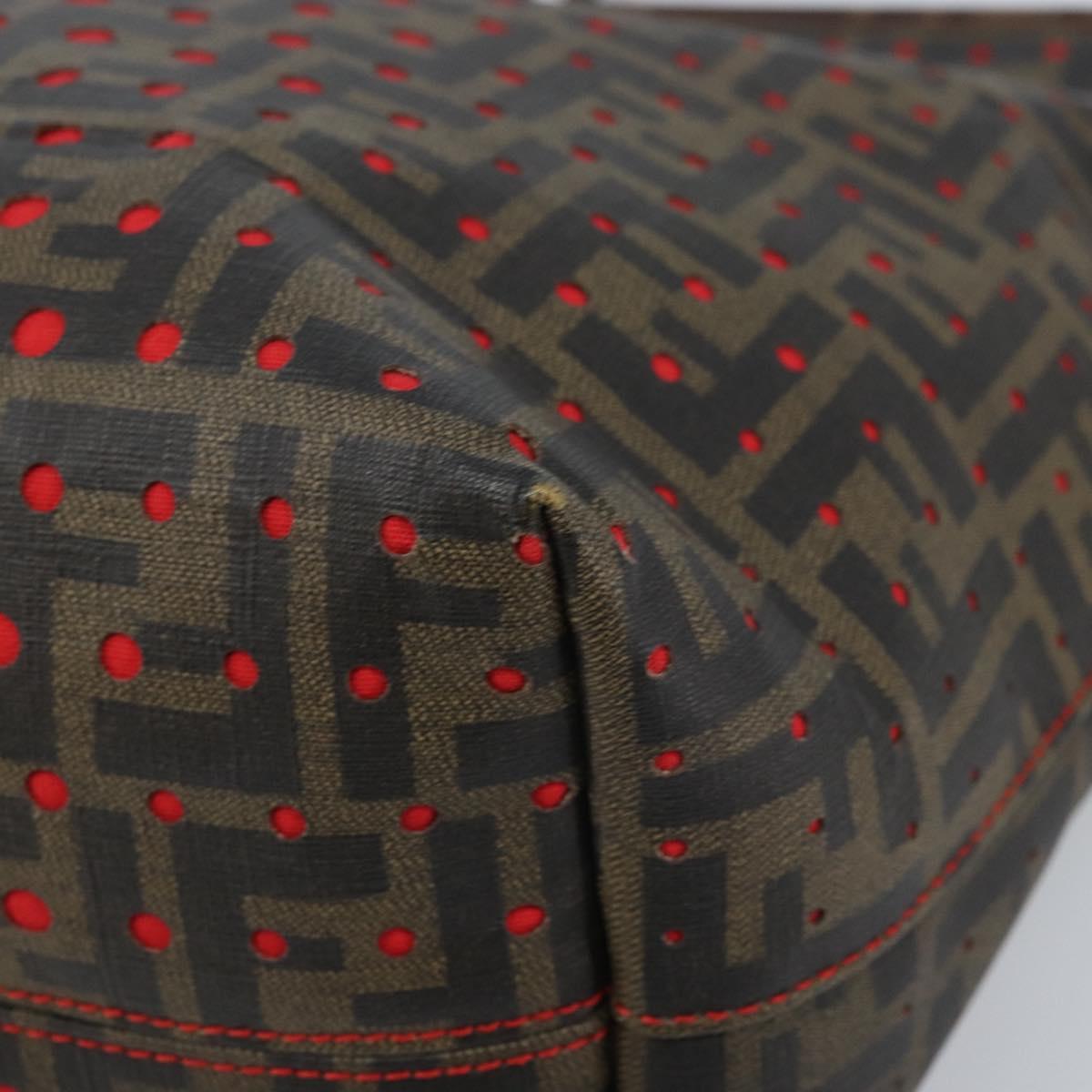 FENDI Zucca Canvas Tote Bag Black Brown Auth YKZ029A