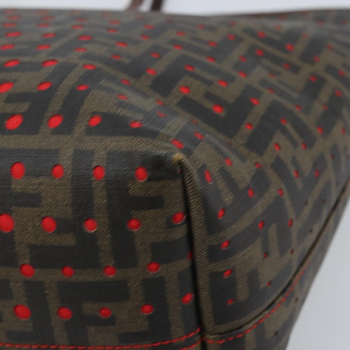 FENDI Zucca Canvas Tote Bag Black Brown Auth YKZ029A