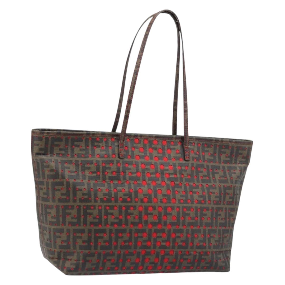 FENDI Zucca Canvas Tote Bag Black Brown Auth YKZ029A