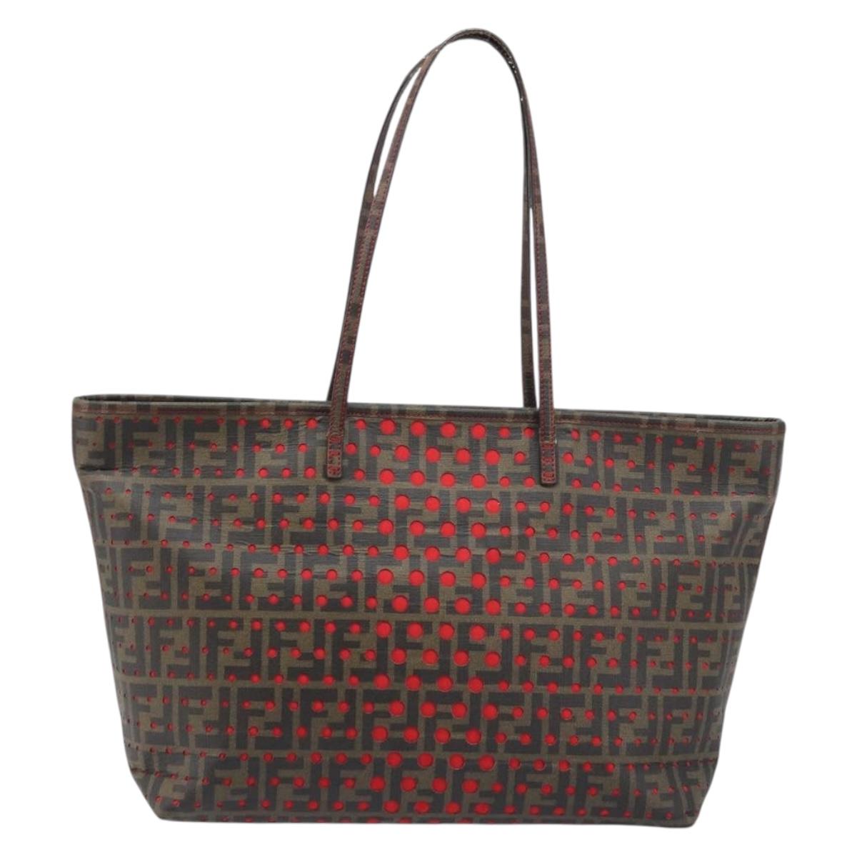 FENDI Zucca Canvas Tote Bag Black Brown Auth YKZ029A