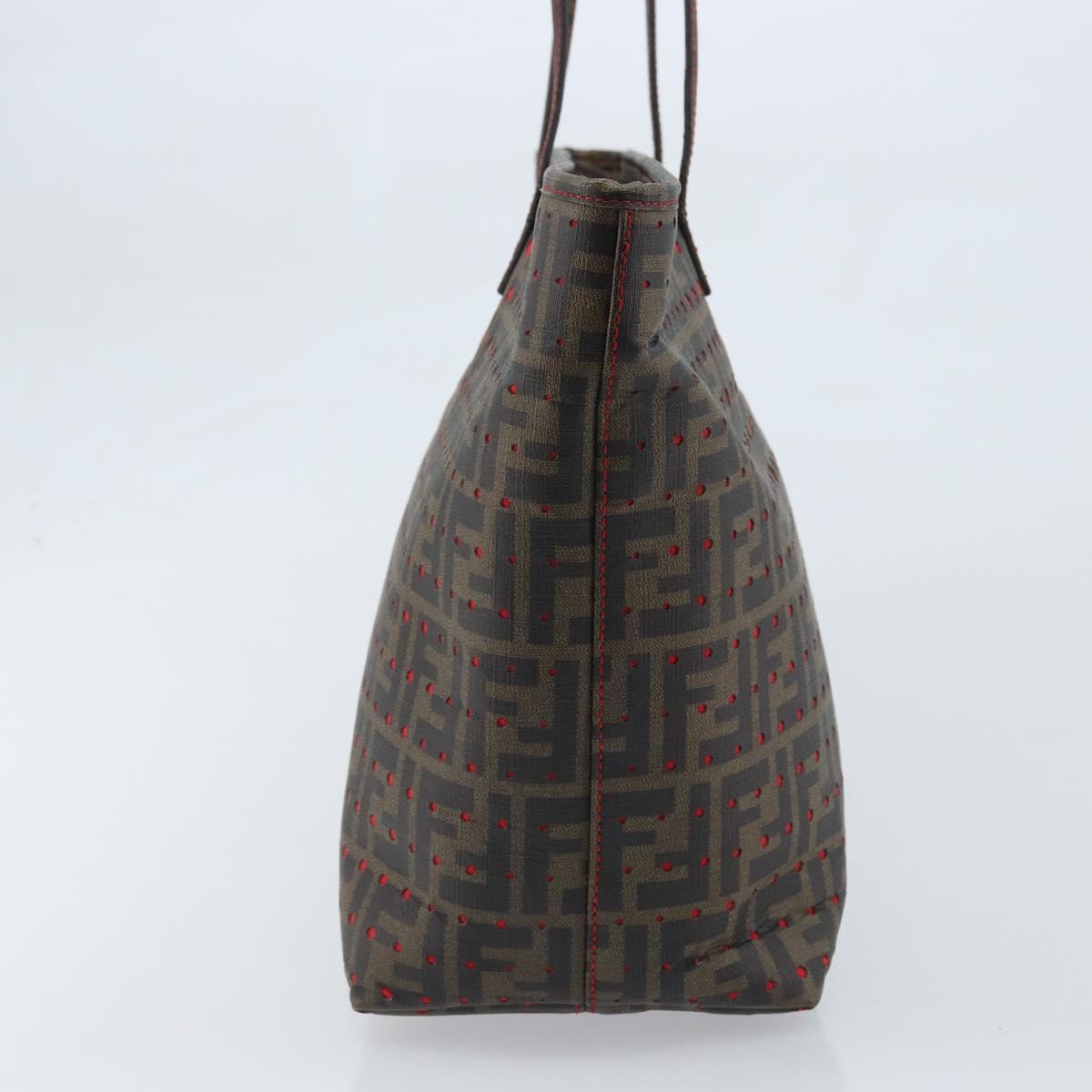FENDI Zucca Canvas Tote Bag Black Brown Auth YKZ029A