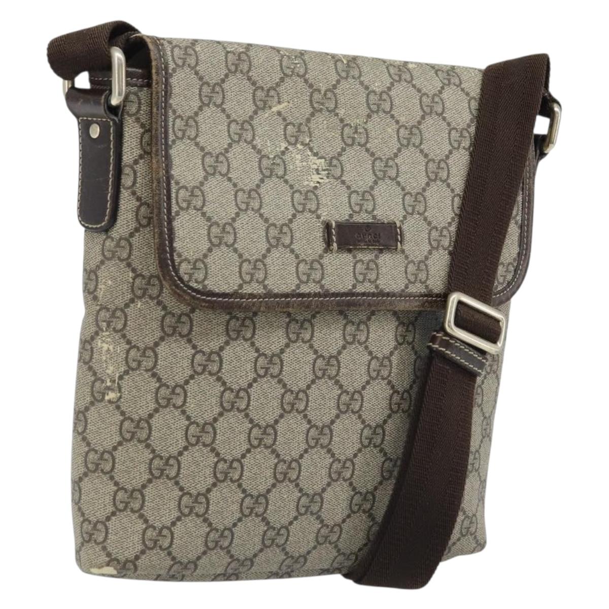 GUCCI GG Supreme Shoulder Bag PVC Beige Gold 223666 Auth YKZ033