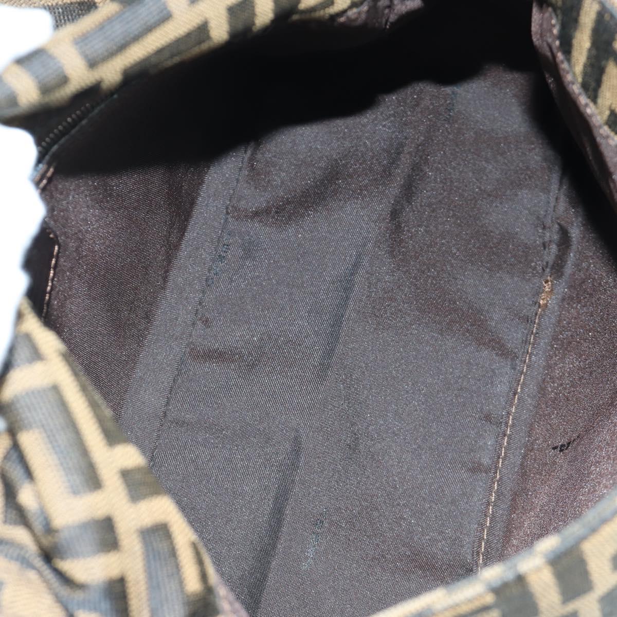 FENDI Zucca Canvas Mamma Baguette Shoulder Bag Brown Black Auth YKZ037SAV