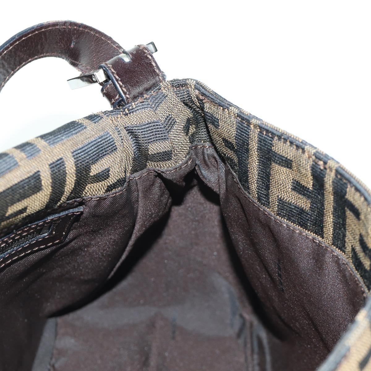 FENDI Zucca Canvas Mamma Baguette Shoulder Bag Brown Black Auth YKZ037SAV