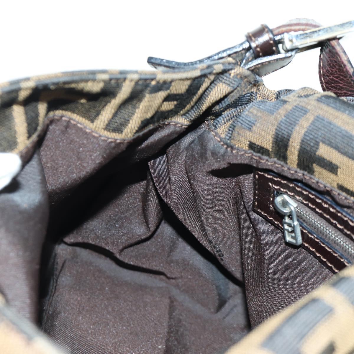 FENDI Zucca Canvas Mamma Baguette Shoulder Bag Brown Black Auth YKZ037SAV