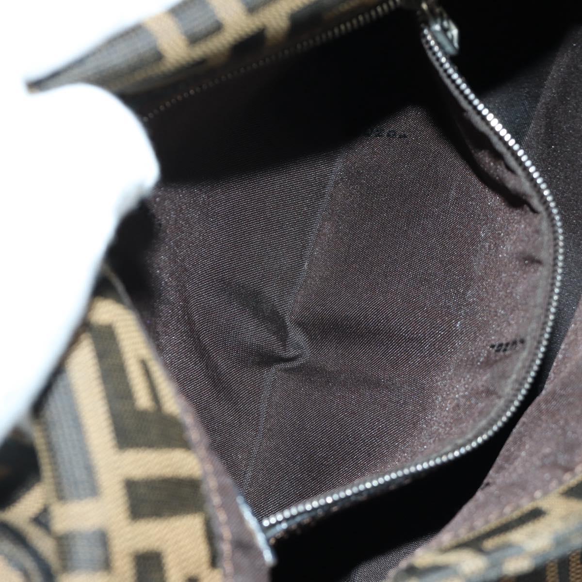 FENDI Zucca Canvas Mamma Baguette Shoulder Bag Brown Black Auth YKZ037SAV
